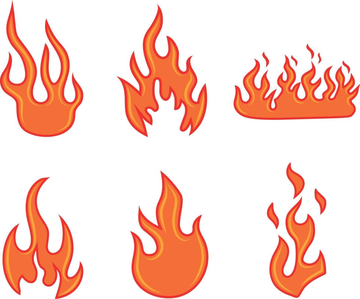 fiamma icona cartone animato fuoco vettore arte isolato