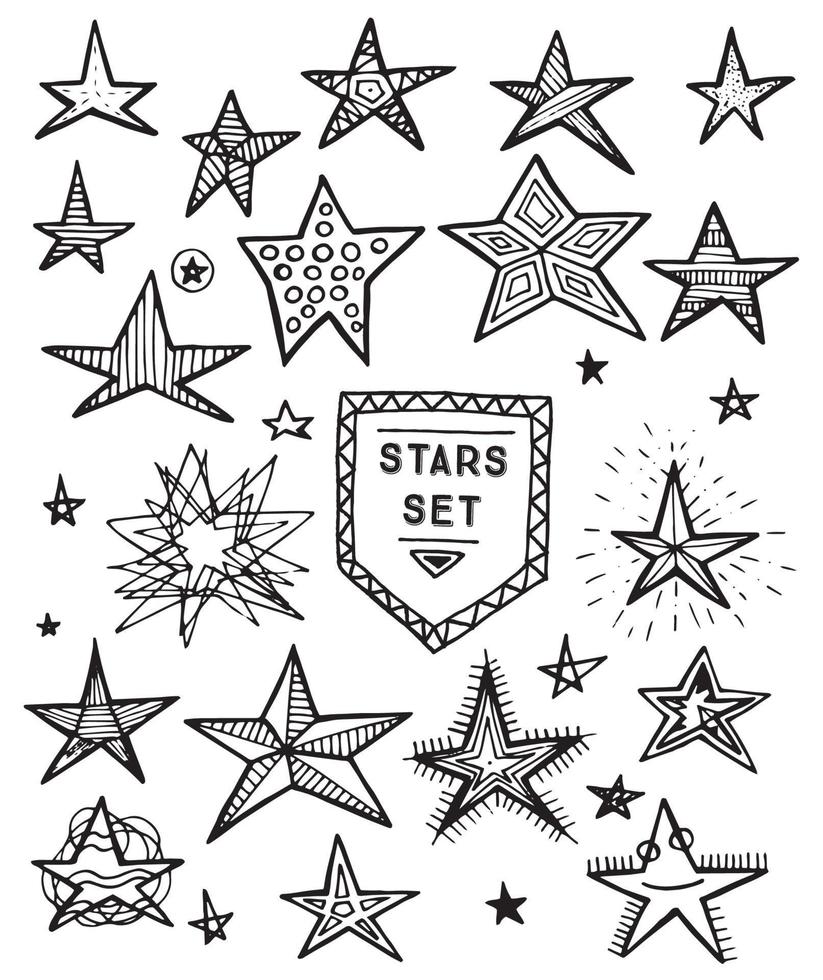 mano disegnato stelle impostare. vettore illustrazione.