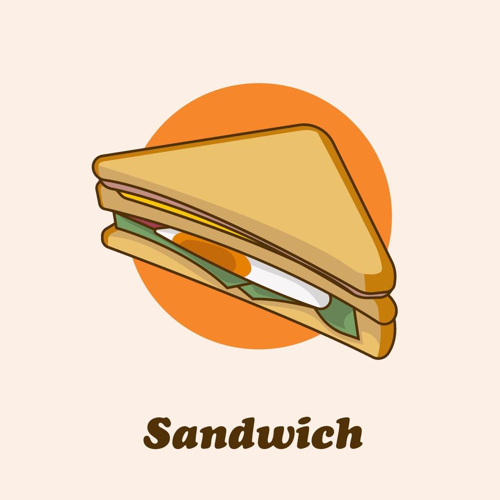 Sandwich con carne, uovo e formaggio, vettore illustrazione