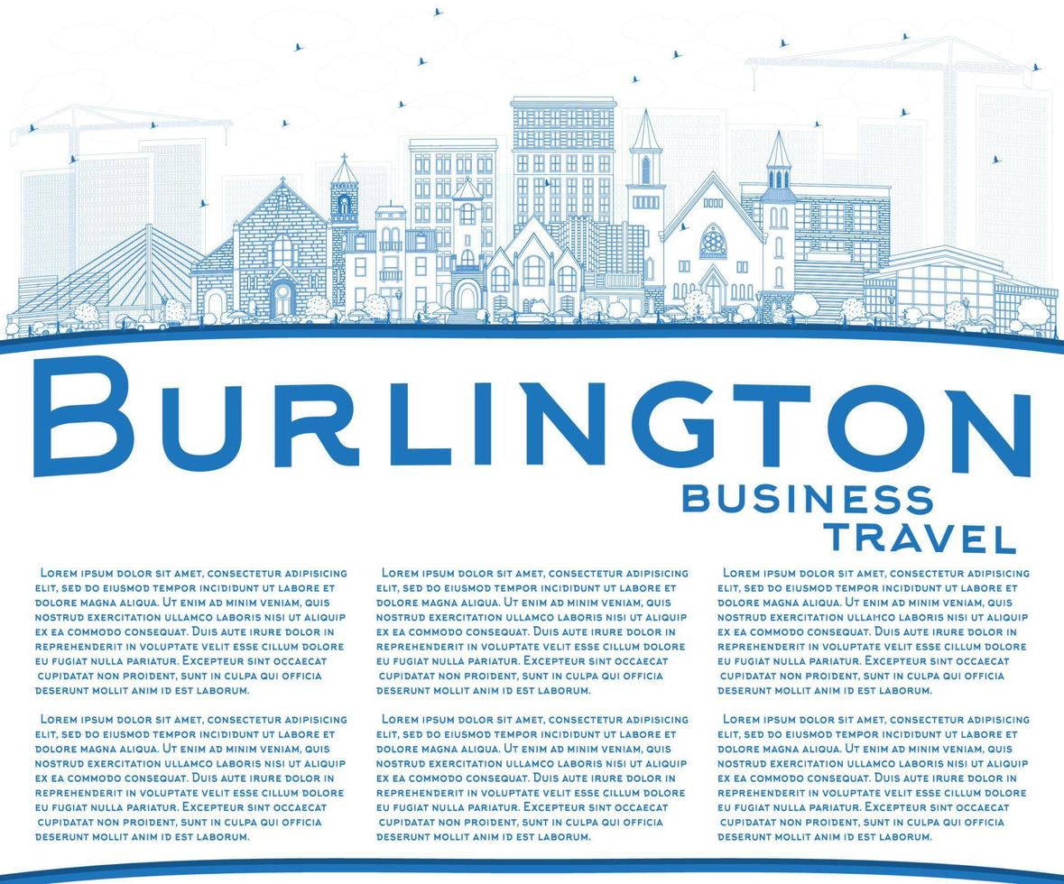 schema burlington Iowa città orizzonte con blu edifici e copia spazio. vettore