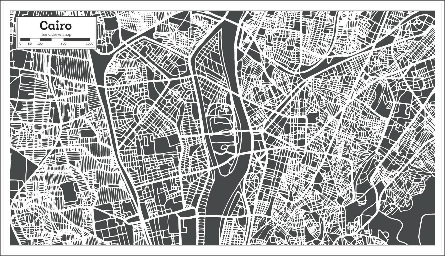 Cairo Egitto città carta geografica nel retrò stile. vettore