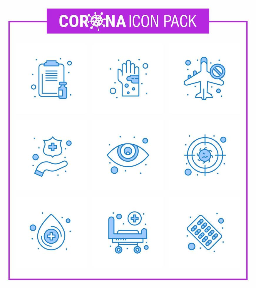 25 coronavirus emergenza iconset blu design come come mani aeroplano mano non permettere viaggio virale coronavirus 2019 nov malattia vettore design elementi