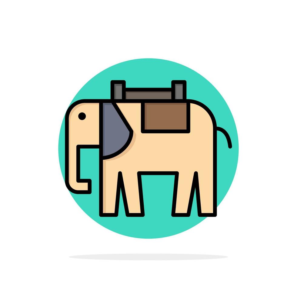 Africa animale elefante indiano astratto cerchio sfondo piatto colore icona vettore