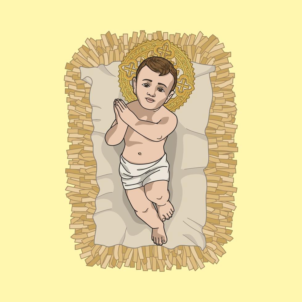 bambino Gesù nel il mangiatoia a Natale colorato vettore illustrazione