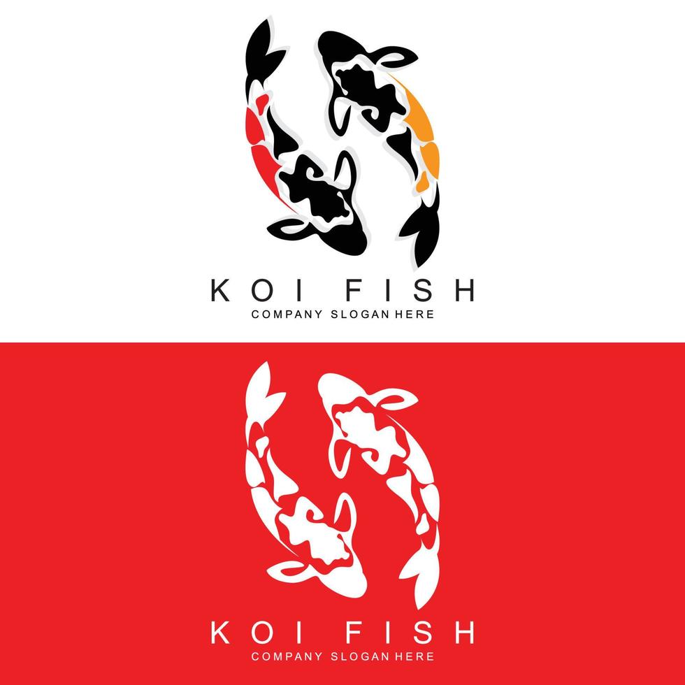 koi pesce logo disegno, ornamentale pesce vettore, acquario ornamento illustrazione marca Prodotto vettore