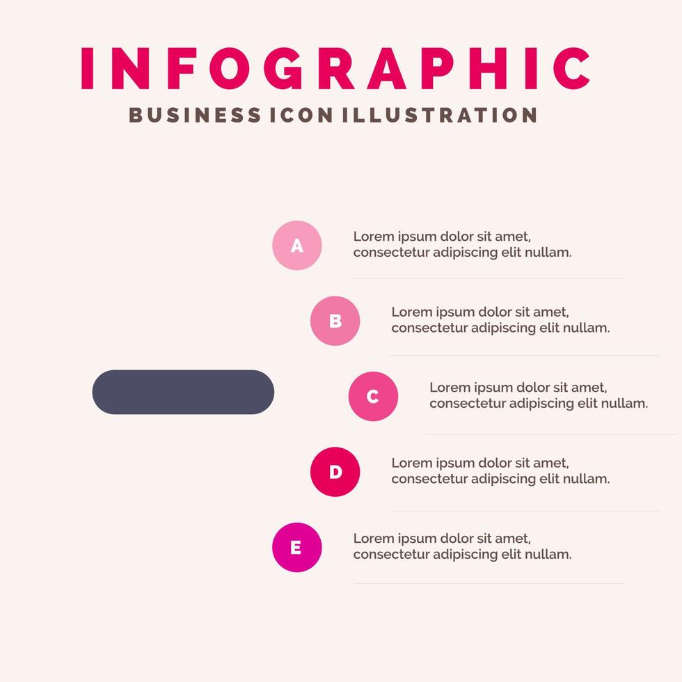 Elimina Di meno meno rimuovere solido icona infografica 5 passaggi presentazione sfondo vettore