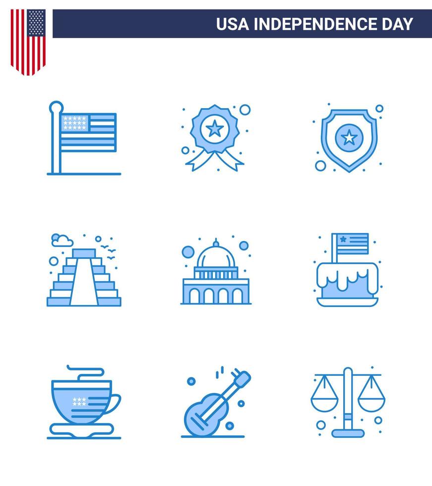 9 blu segni per Stati Uniti d'America indipendenza giorno madison Stati Uniti d'America scudo punto di riferimento americano modificabile Stati Uniti d'America giorno vettore design elementi