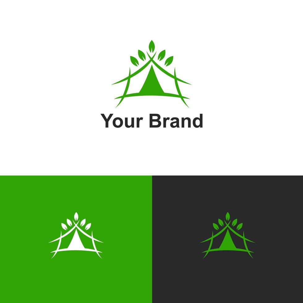verde naturale campeggio tenda logo vettore