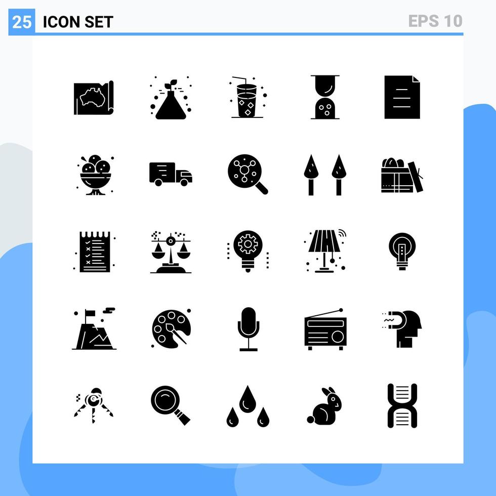 moderno 25 solido stile icone glifo simboli per generale uso creativo solido icona cartello isolato su bianca sfondo 25 icone imballare creativo nero icona vettore sfondo