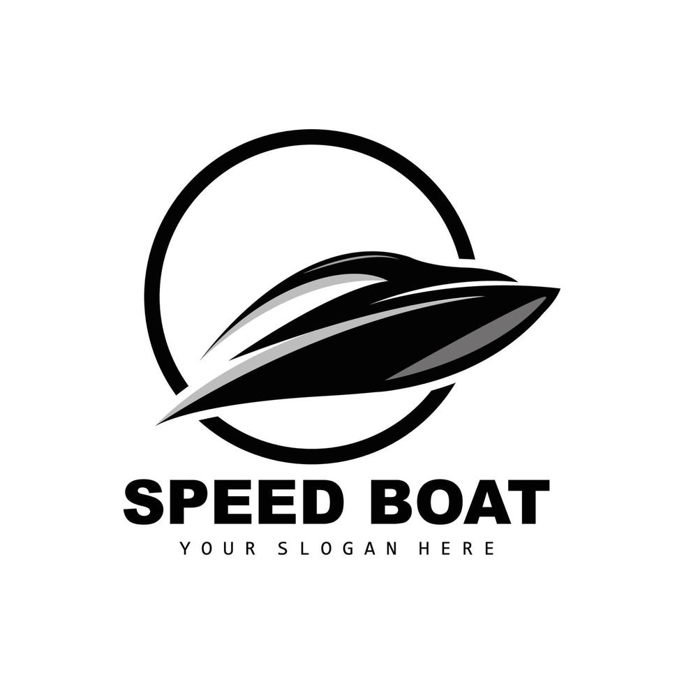 velocità barca logo, veloce carico nave vettore, barca a vela, design per nave produzione azienda, corso d'acqua spedizione, marino veicoli, mezzi di trasporto vettore
