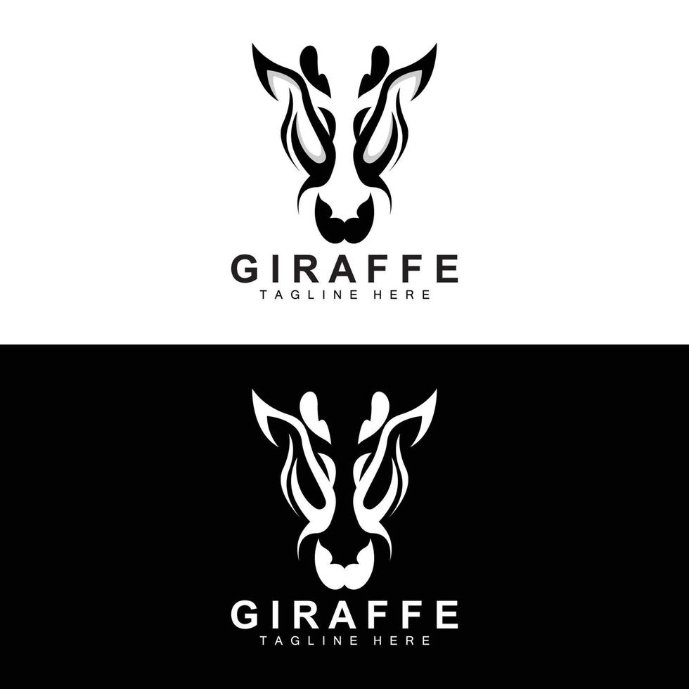 giraffa logo disegno, giraffa testa vettore silhouette, alto collo animale, zoo, tatuaggio illustrazione, Prodotto marca