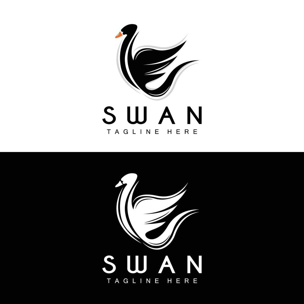 cigno logo, uccello animale disegno, anatra logo, Prodotto marca etichetta vettore