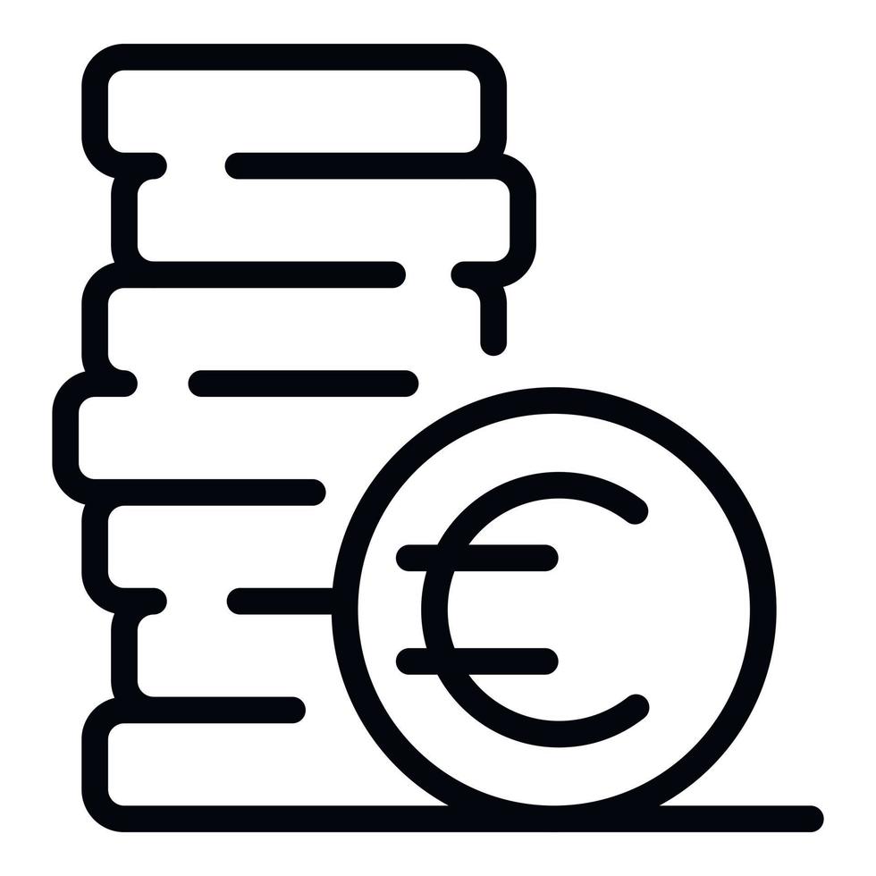 Euro i soldi moneta icona, schema stile vettore