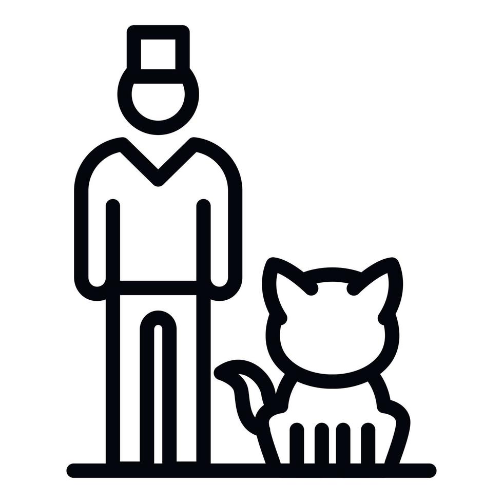 veterinario con gatto icona, schema stile vettore