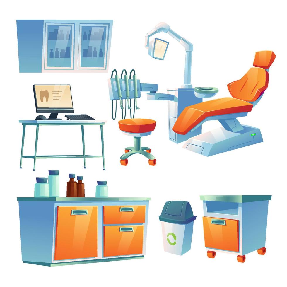 dentista mobiletto, stomatologia camera nel clinica vettore