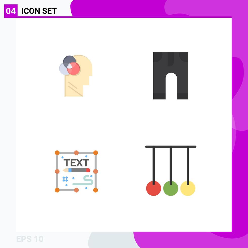 4 piatto icona concetto per siti web mobile e applicazioni umano intelligenza creativo testa pantaloni pagina modificabile vettore design elementi