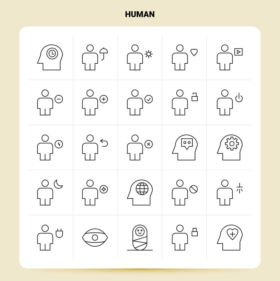 schema 25 umano icona impostato vettore linea stile design nero icone impostato lineare pittogramma imballare ragnatela e mobile attività commerciale idee design vettore illustrazione