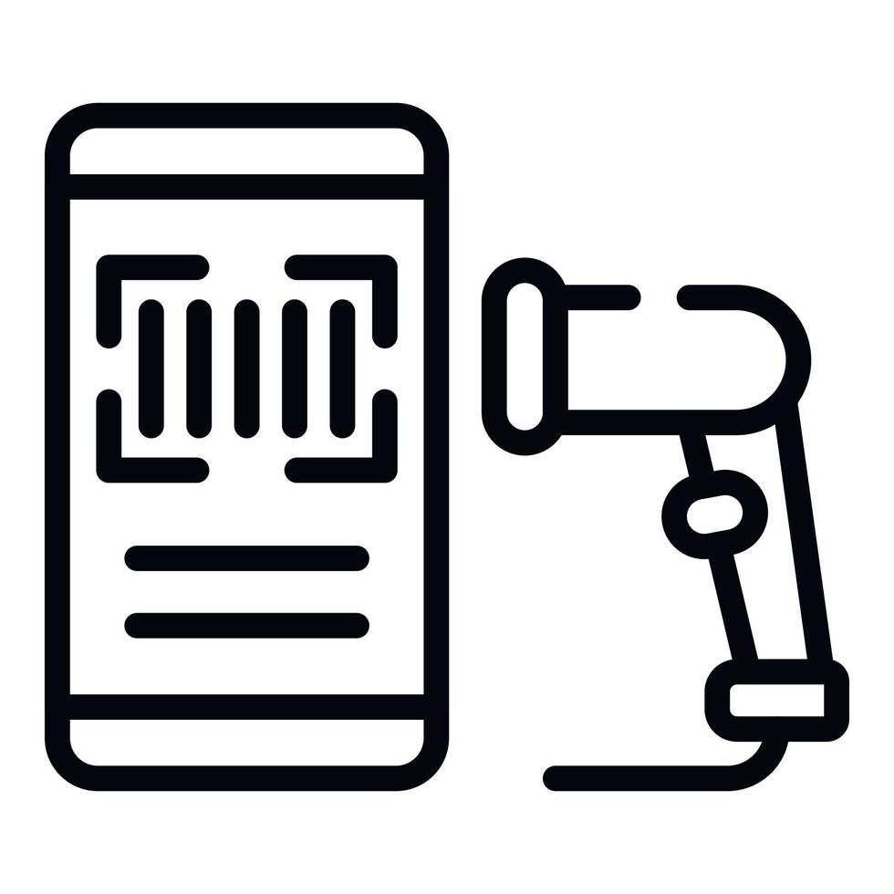 smartphone codice a barre scanner icona, schema stile vettore