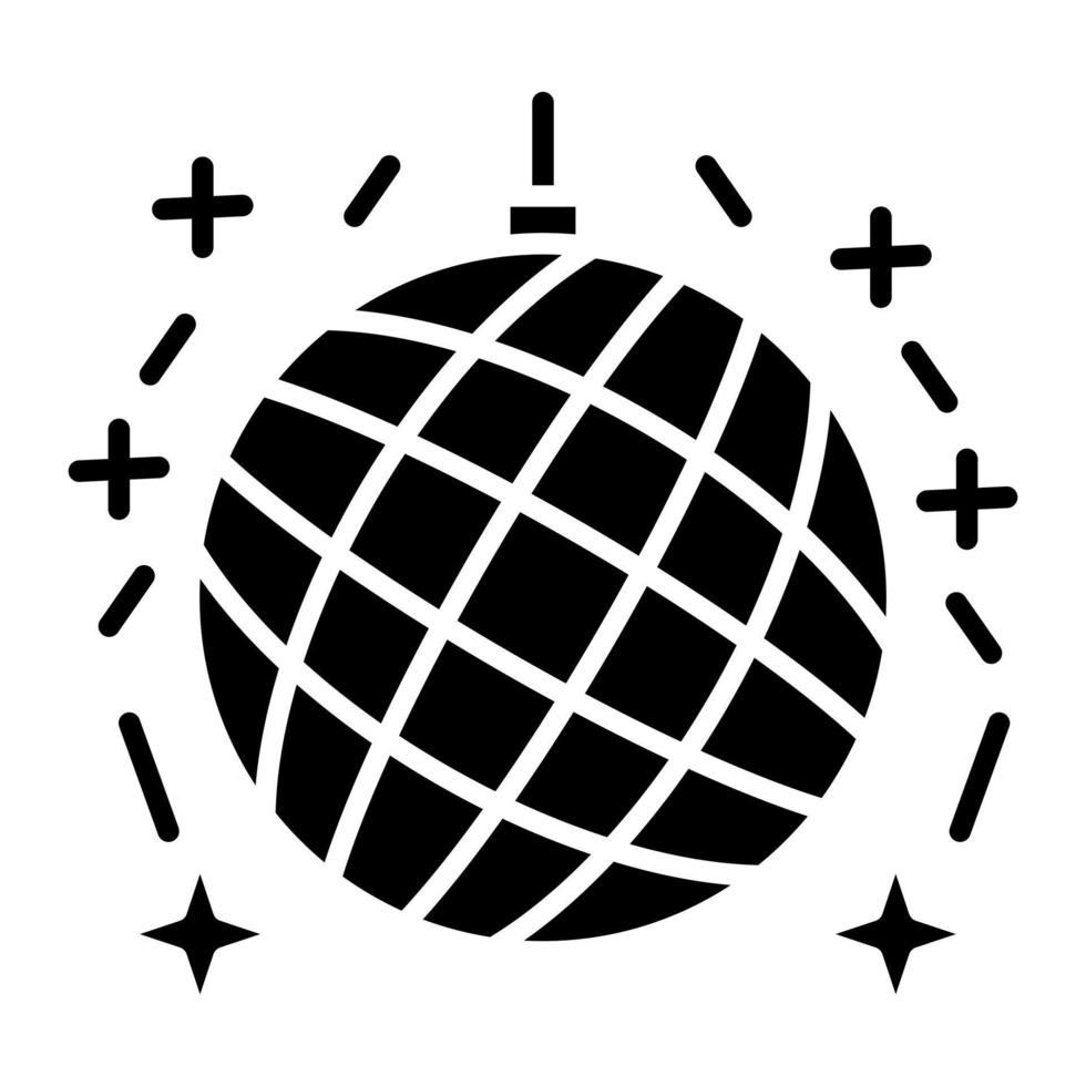 icona del glifo con palla da discoteca vettore