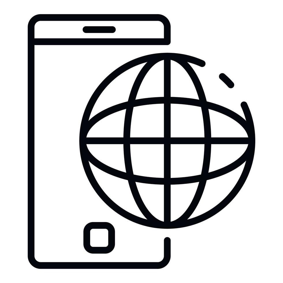 smartphone e globo icona, schema stile vettore