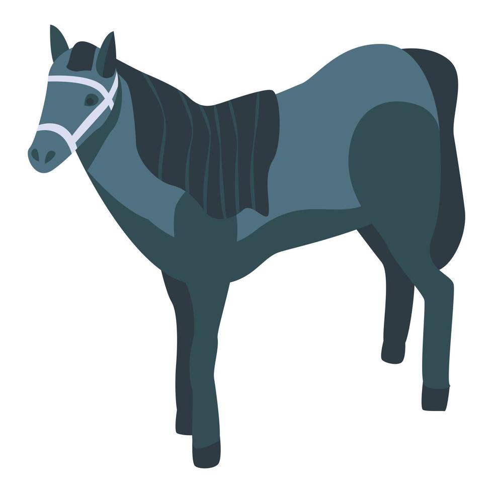 nero sport cavallo icona, isometrico stile vettore
