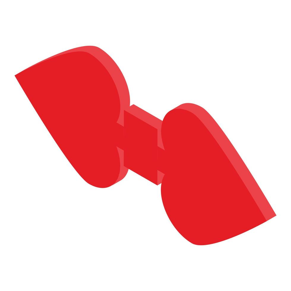 rosso cravatta a farfalla icona, isometrico stile vettore