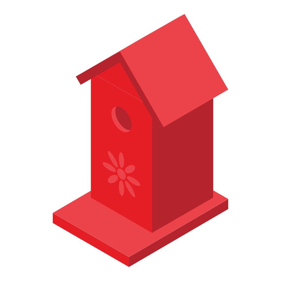 rosso uccello Casa icona, isometrico stile vettore