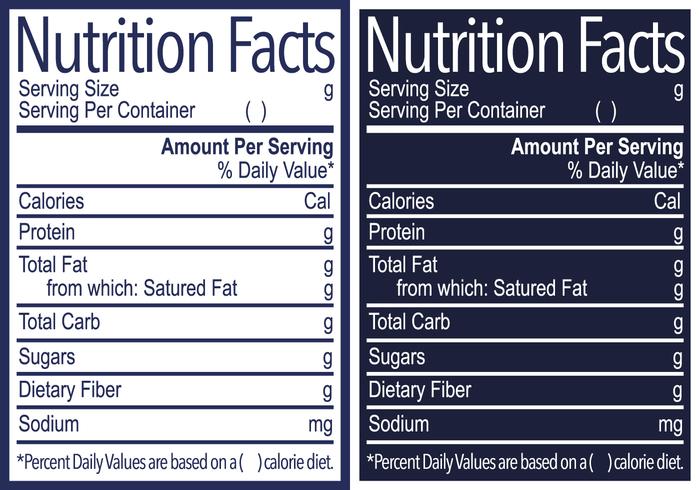Etichetta di fatti nutrizionali di vettore
