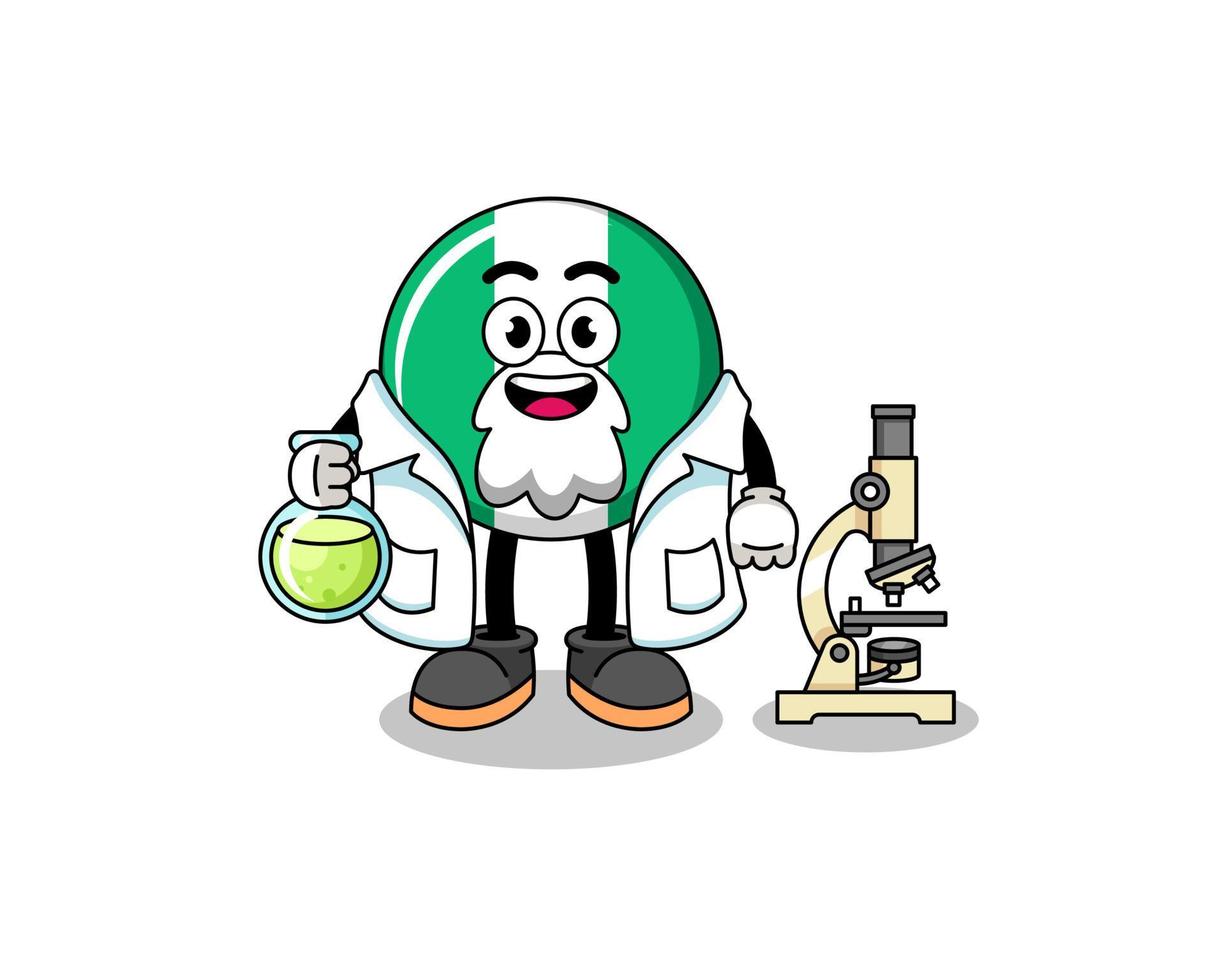 mascotte della bandiera della nigeria come scienziato vettore