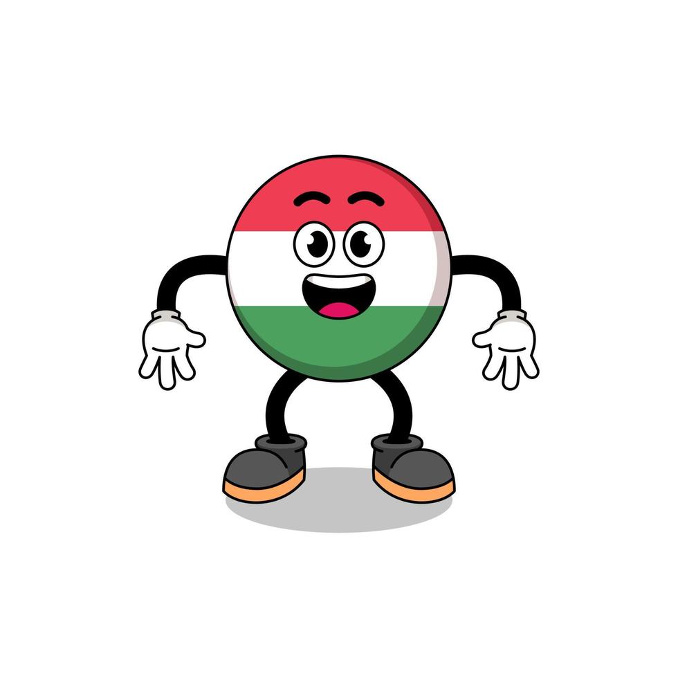 Ungheria bandiera cartone animato con sorpreso gesto vettore