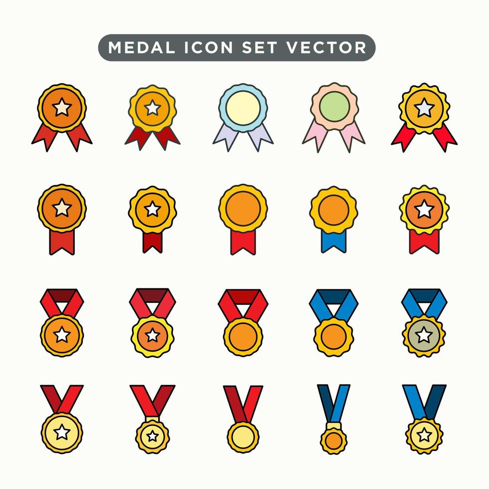 medaglia icona impostato vettore simbolo design modelli