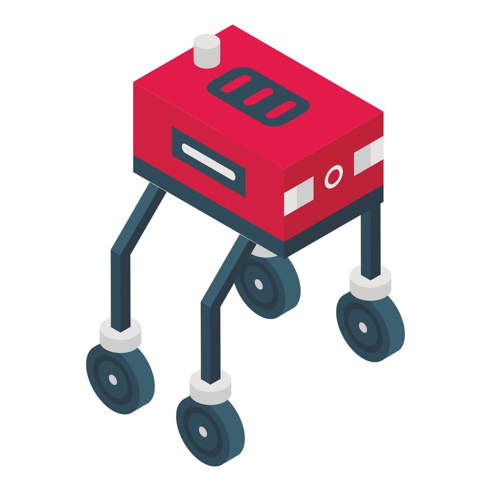 rosso azienda agricola robot icona, isometrico stile vettore