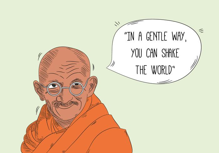 Gandhi Character With Speech Bubble E Citazione vettore