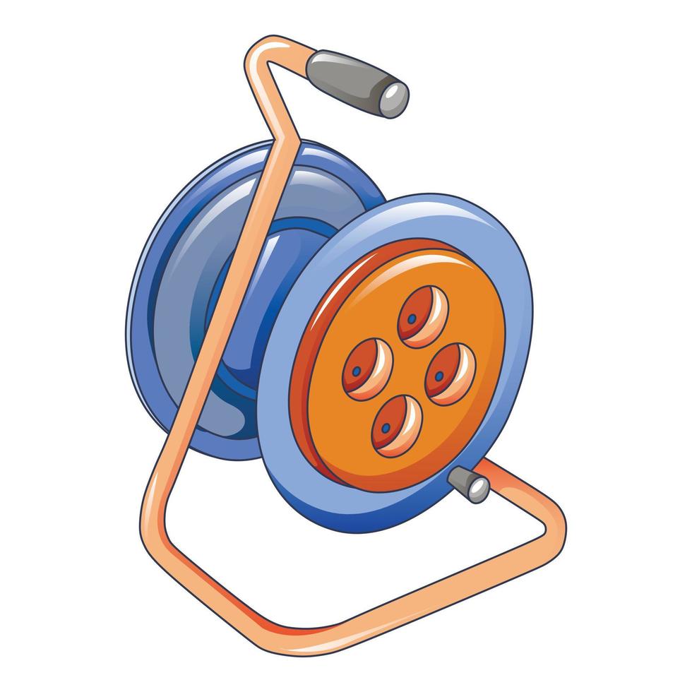 elettrico cavo bobina icona, cartone animato stile vettore