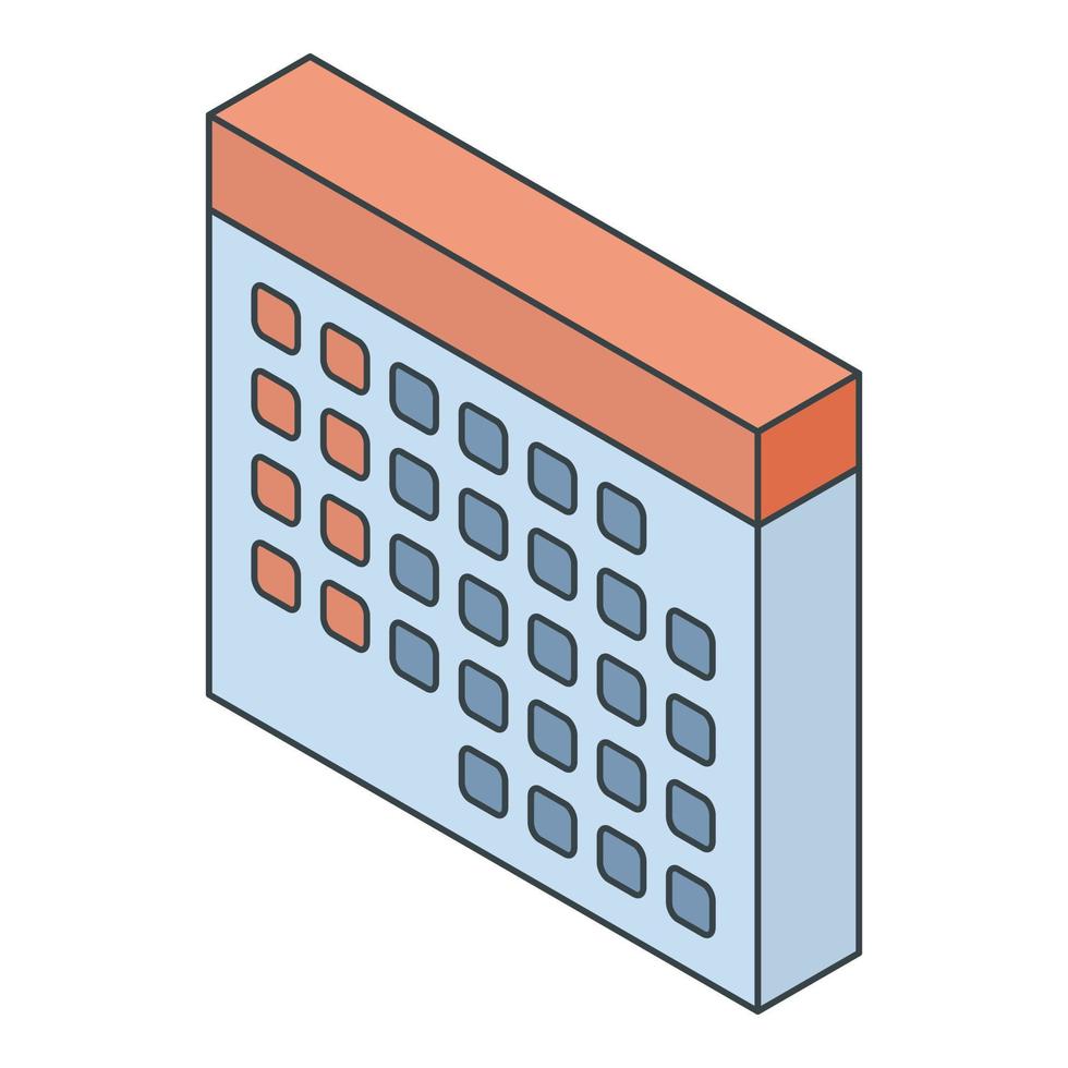 calendario icona, isometrico stile vettore