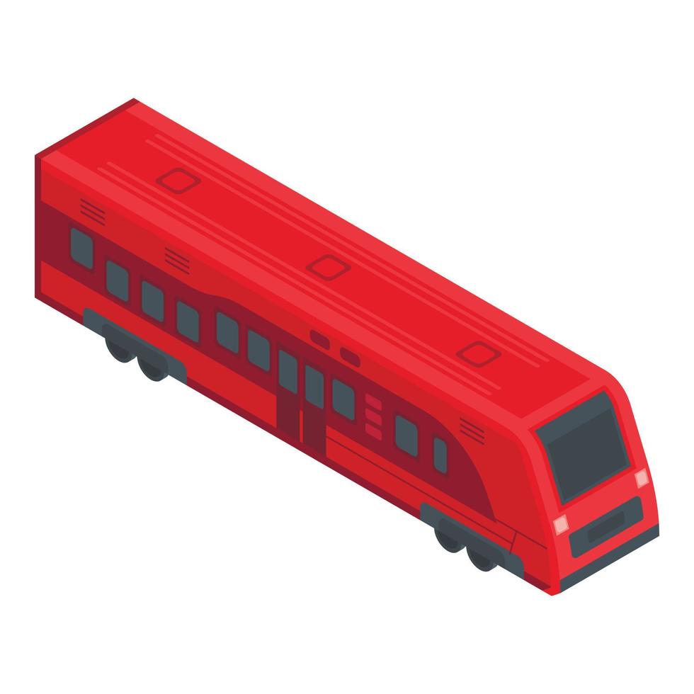 rosso treno icona, isometrico stile vettore