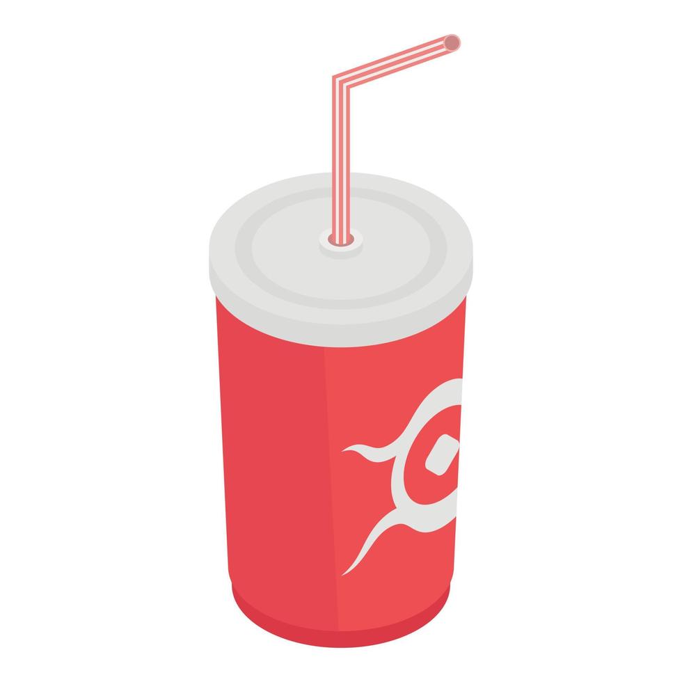 Coca Cola plastica tazza icona, isometrico stile vettore