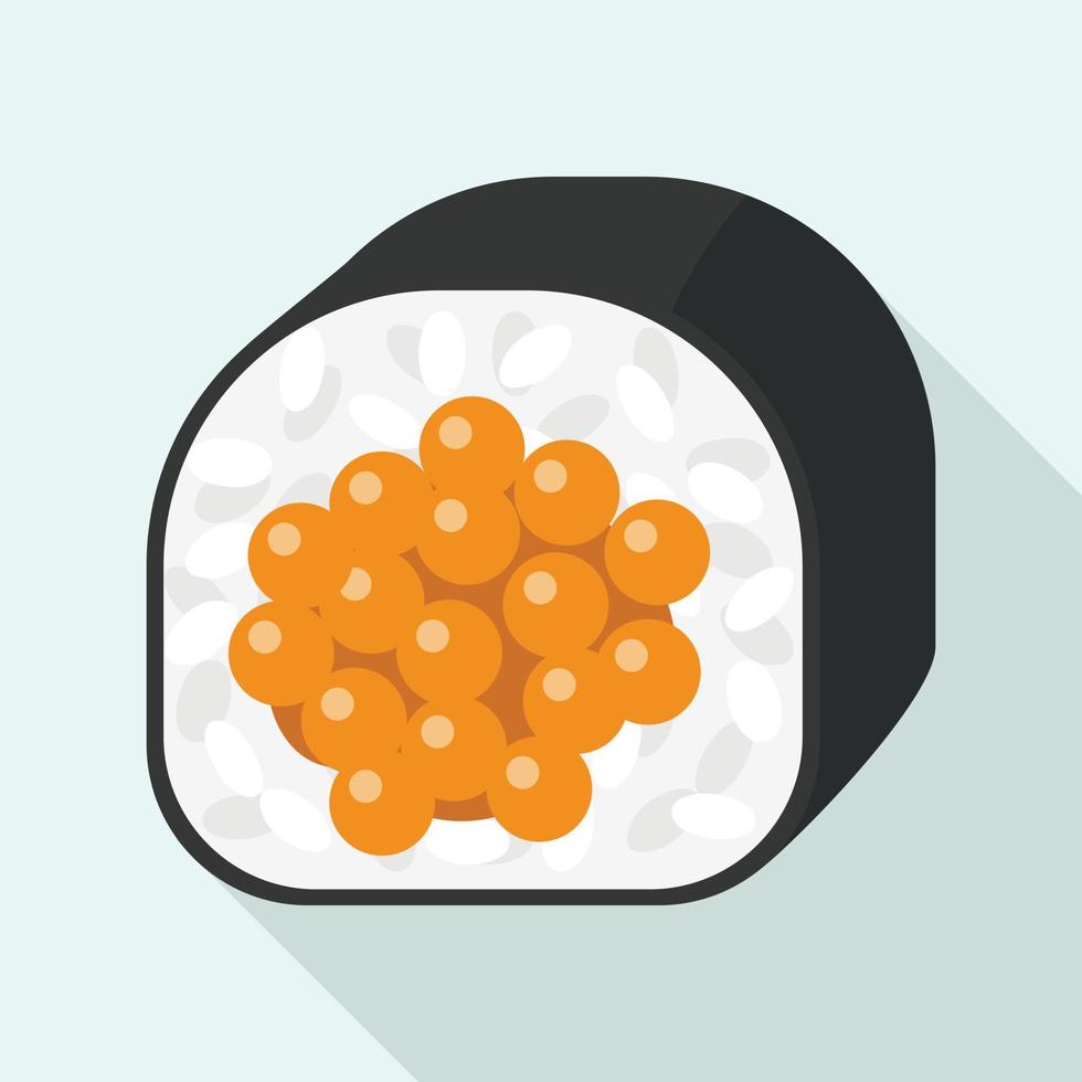 caviale Sushi icona, piatto stile vettore