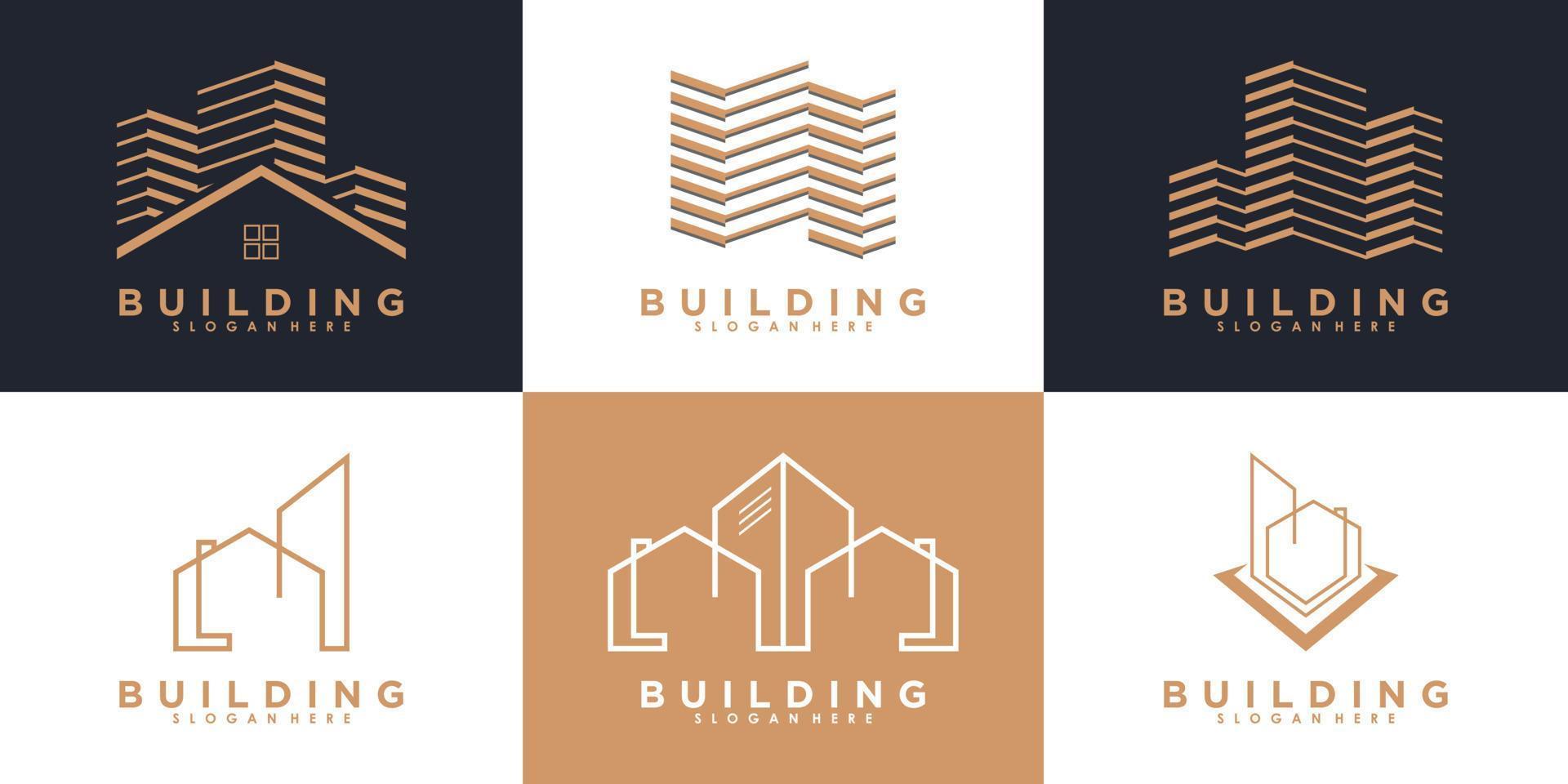 impostato di edificio logo design con modello vettore