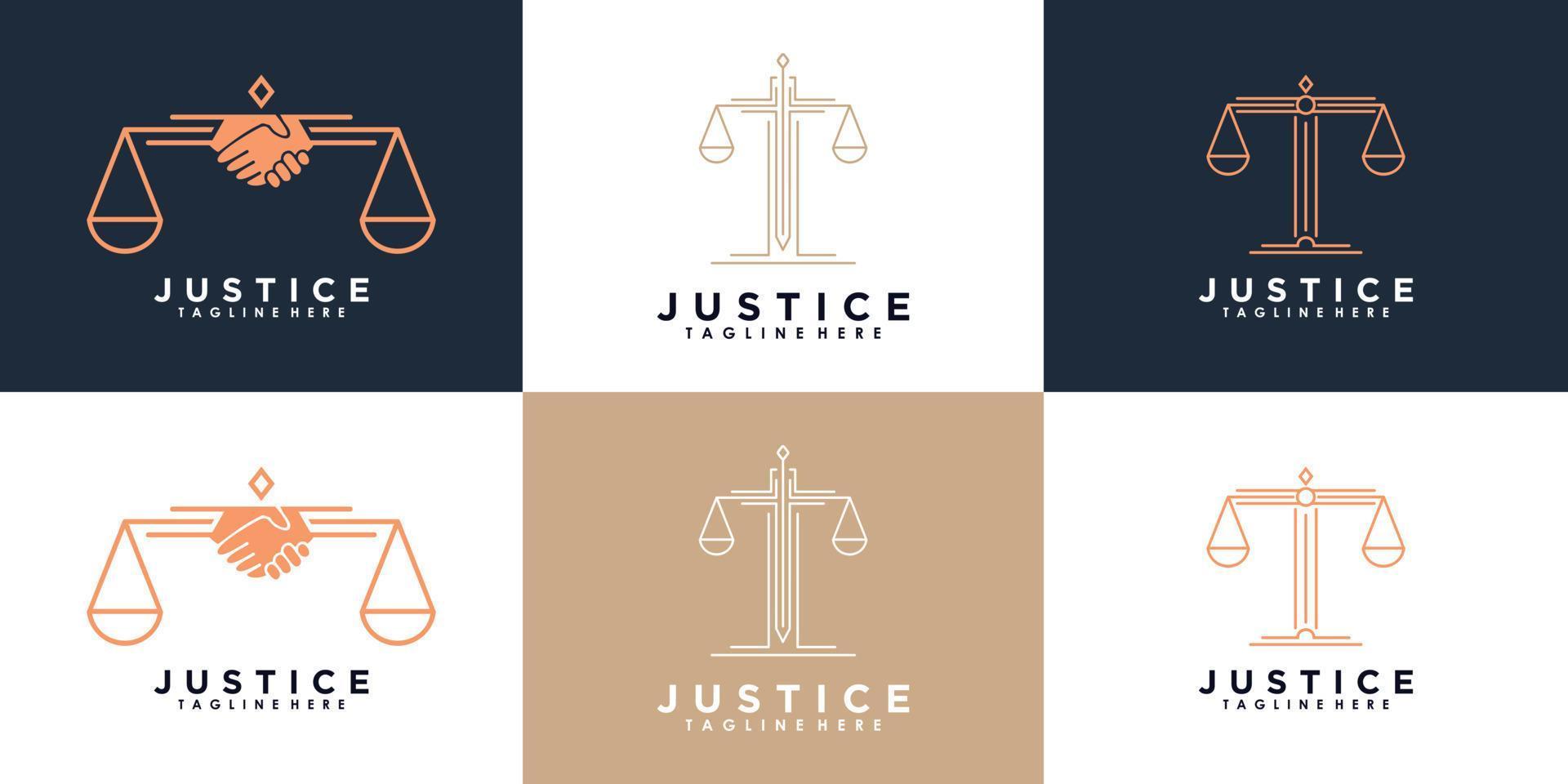 impostato di legge di giustizia logo design con creativo concetto vettore