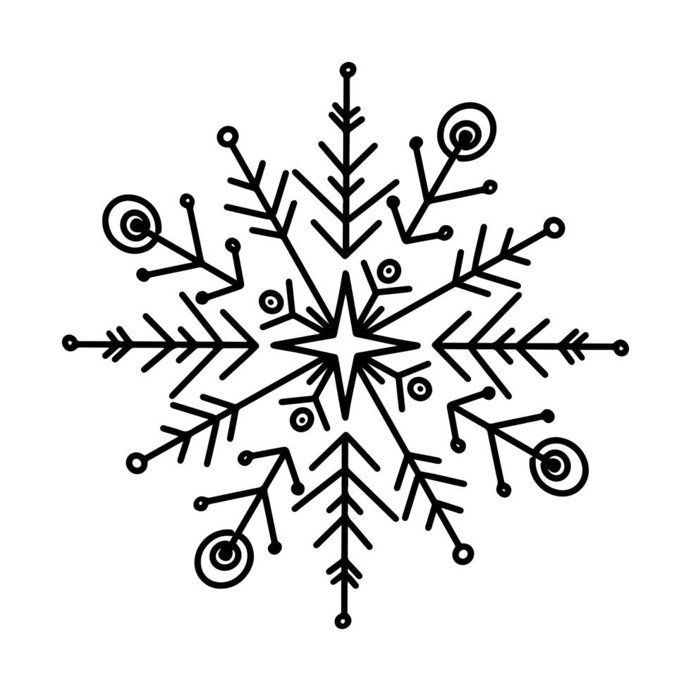 scarabocchio fiocco di neve vettore disegno. monocromatico schema illustrazione. inverno e Natale decorazione.