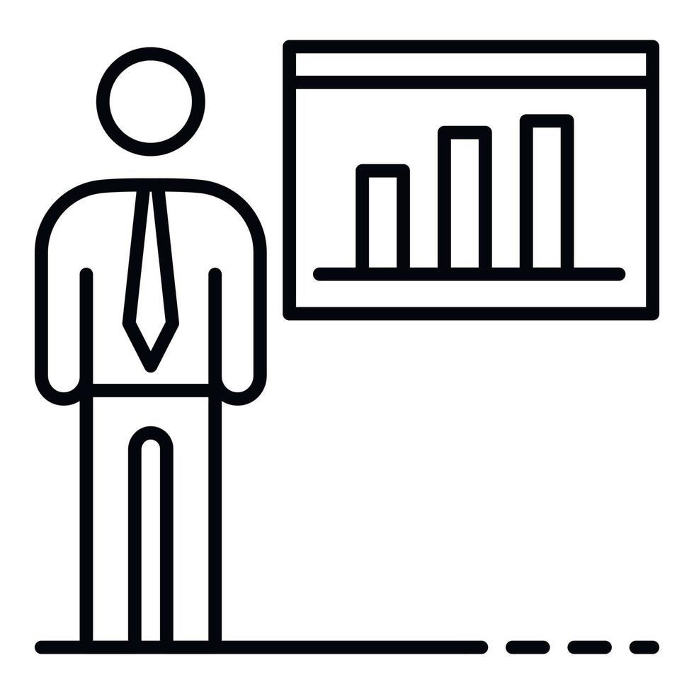 aziendale uomo attività commerciale icona, schema stile vettore