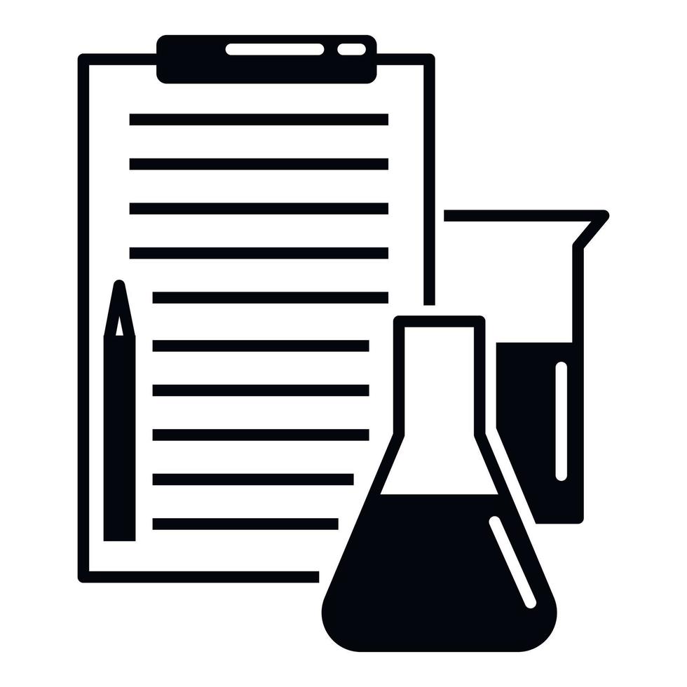 lista di controllo chimica laboratorio icona, semplice stile vettore