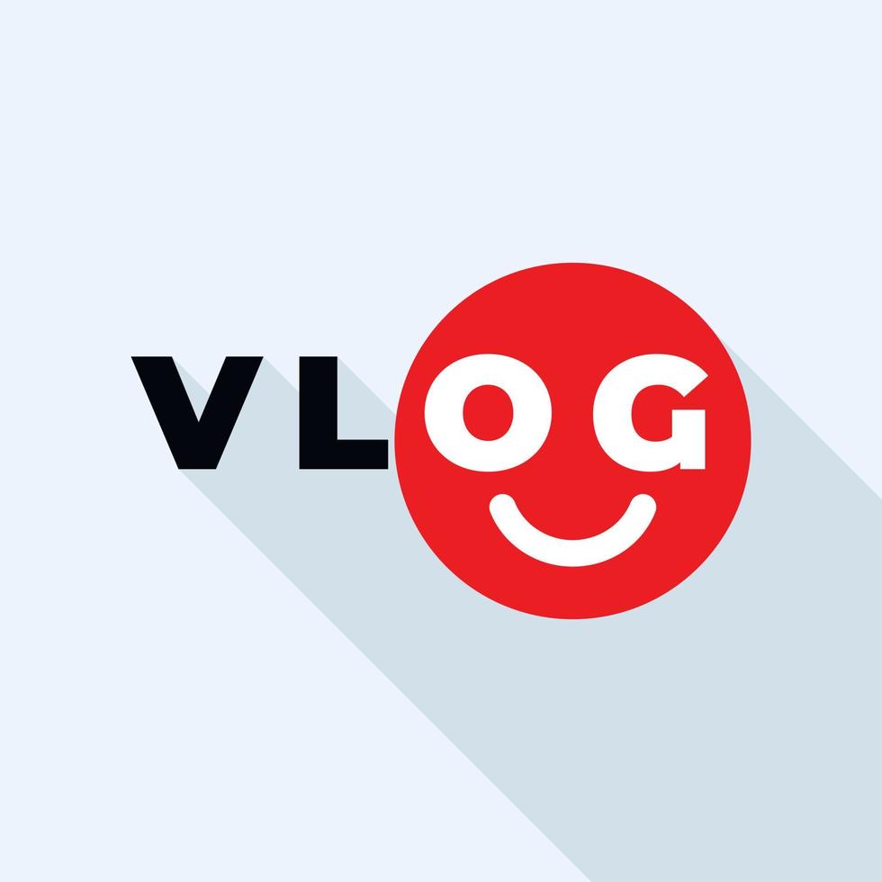 emoji video blog logo, piatto stile vettore