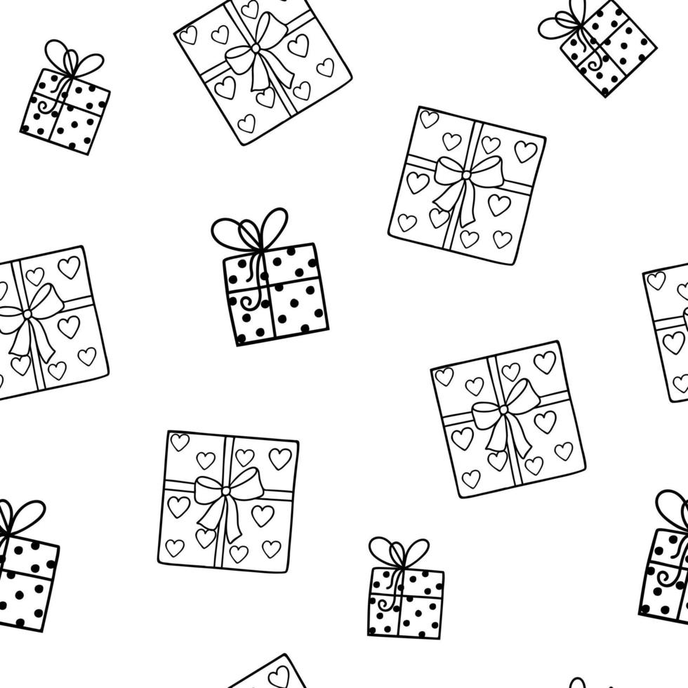 regalo scatola con fiocchi ripetere modello vettore illustrazione semplice schema mano disegnato stile per st San Valentino amore e emozioni vacanza