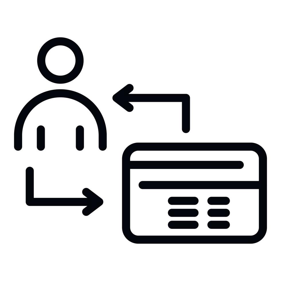 credito carta i soldi trasferimento icona, schema stile vettore
