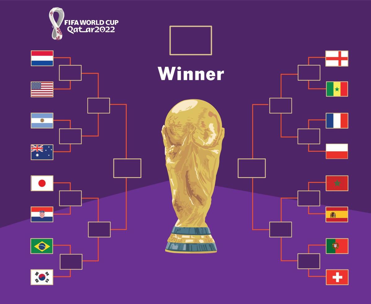 fifa mondo tazza Qatar 2022 ufficiale logo e trofeo con bandiere paesi emblema simbolo design calcio finale vettore paesi calcio squadre illustrazione