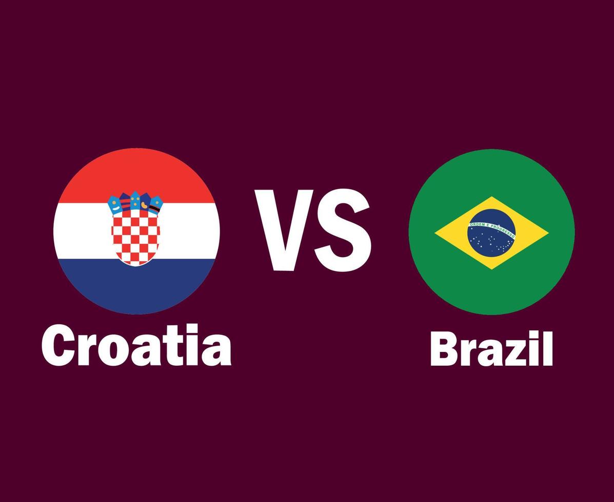 Croazia e brasile bandiera con nomi simbolo design latino America e Europa calcio finale vettore latino americano e europeo paesi calcio squadre illustrazione