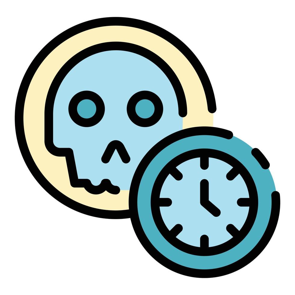 cranio e tempo icona colore schema vettore