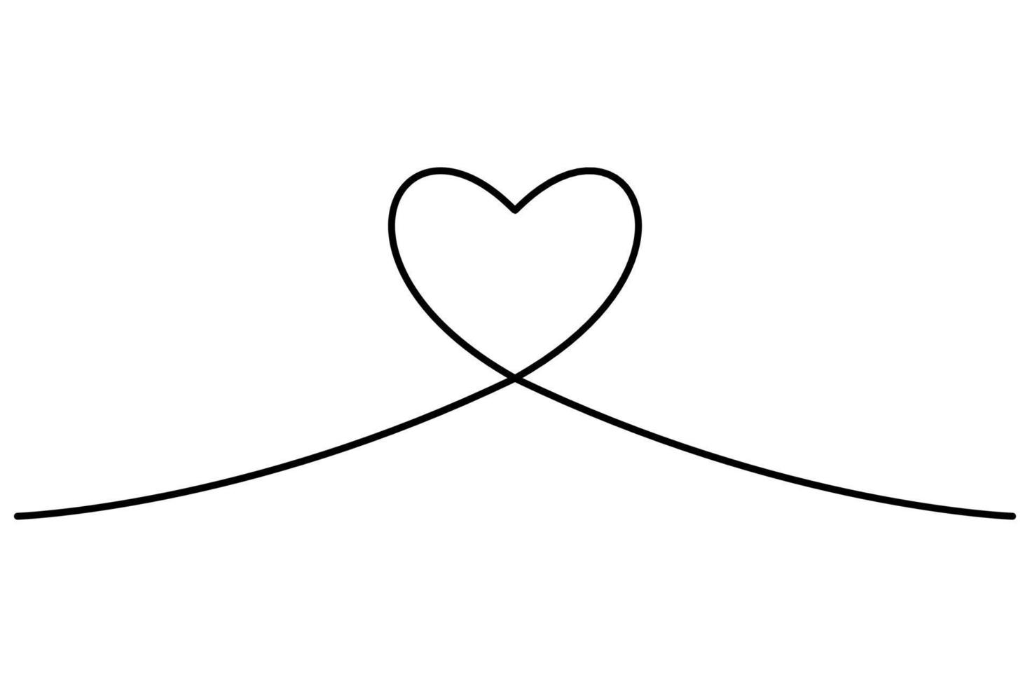 continuo cuore nero linea icona. continuo linea disegno amore simbolo su bianca sfondo. decorazione elemento per san valentino, nozze, invito carta. vettore illustrazione. gratuito vettore